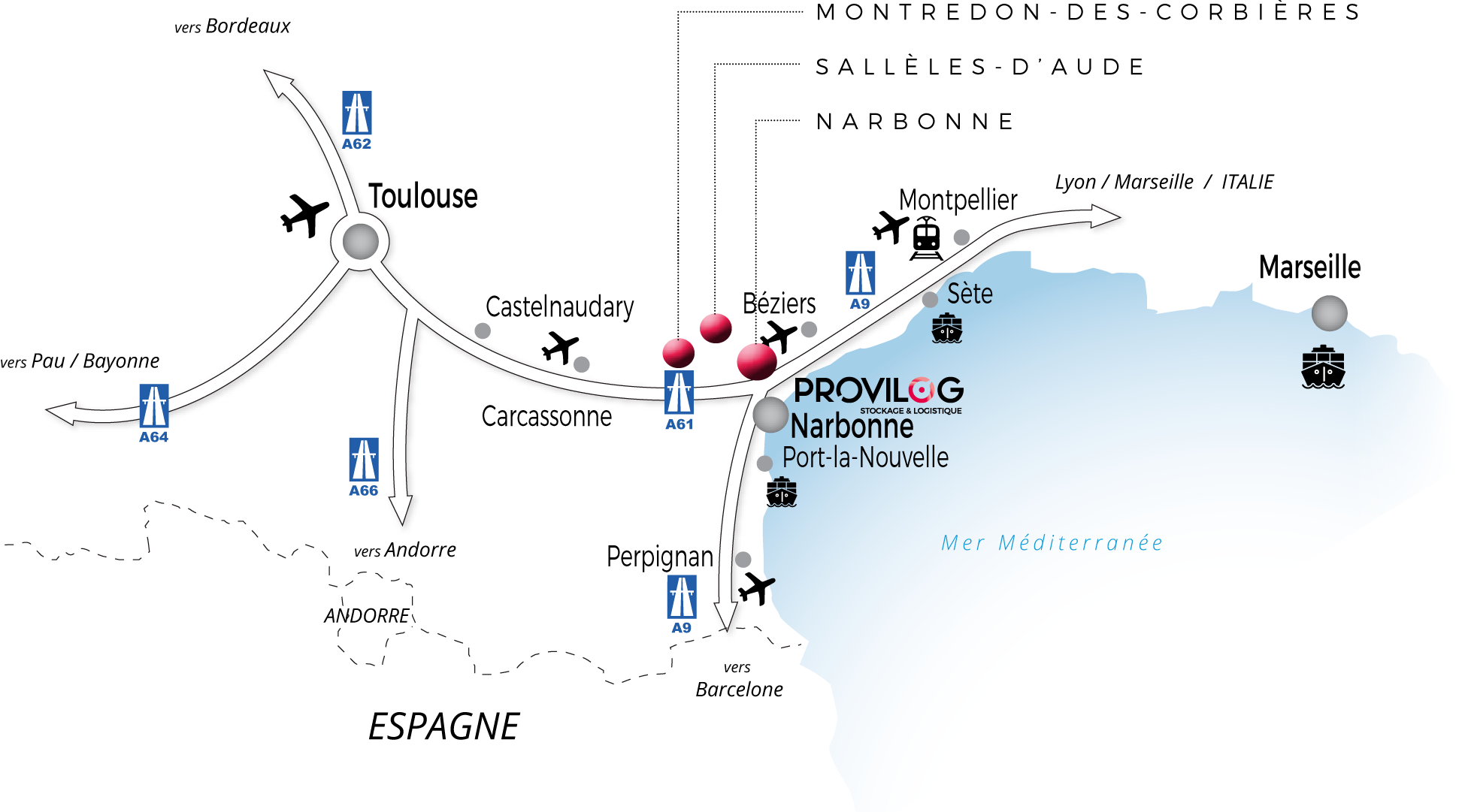 carte localisation sites Provilog